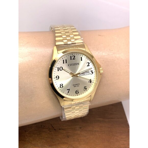 Citizen Men's Watch BF5002-99P Quartz Gold Dial Day Date Stainless Steel 37mm - Picture 12 of 15